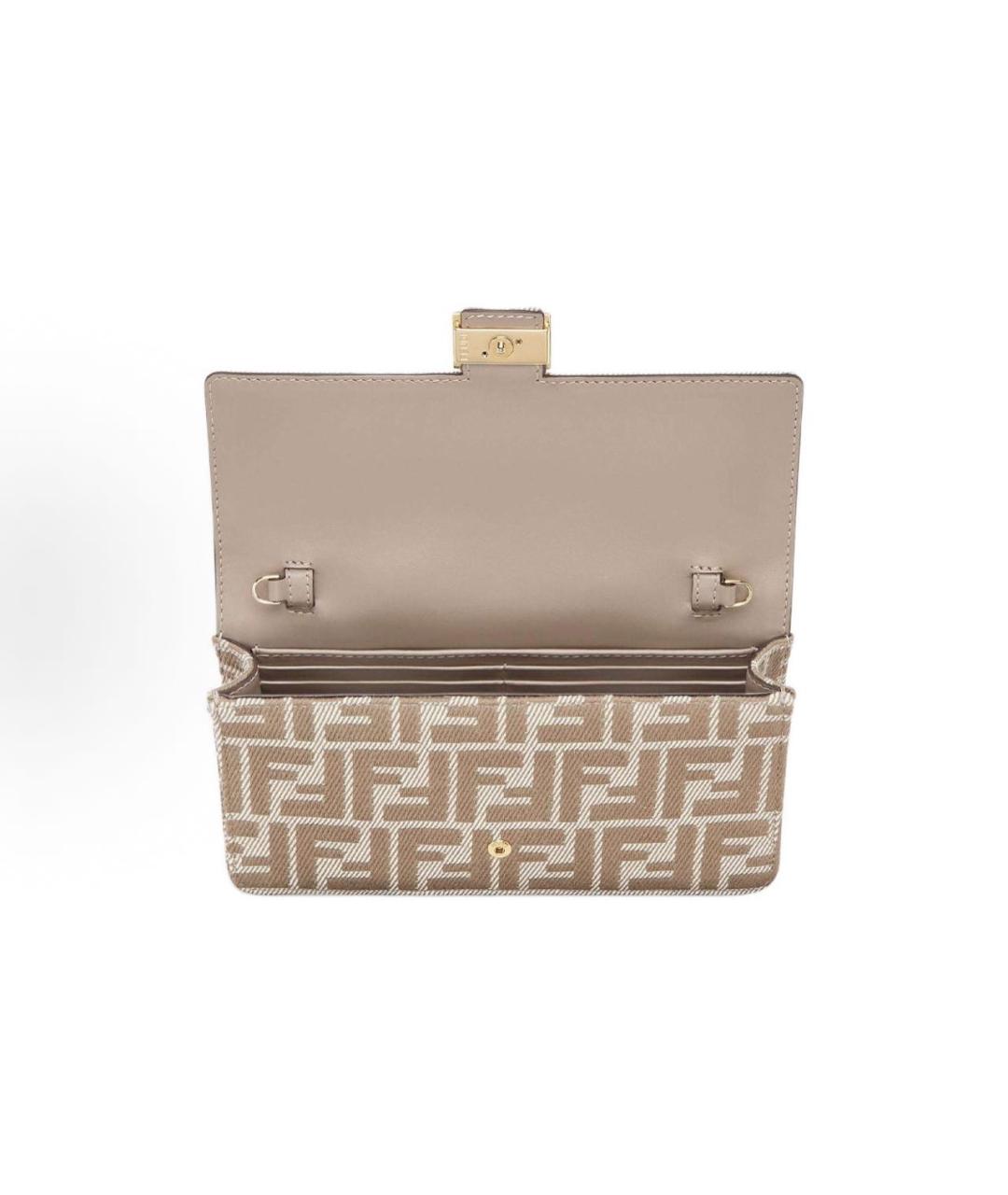 FENDI Бежевая тканевая сумка через плечо, фото 4