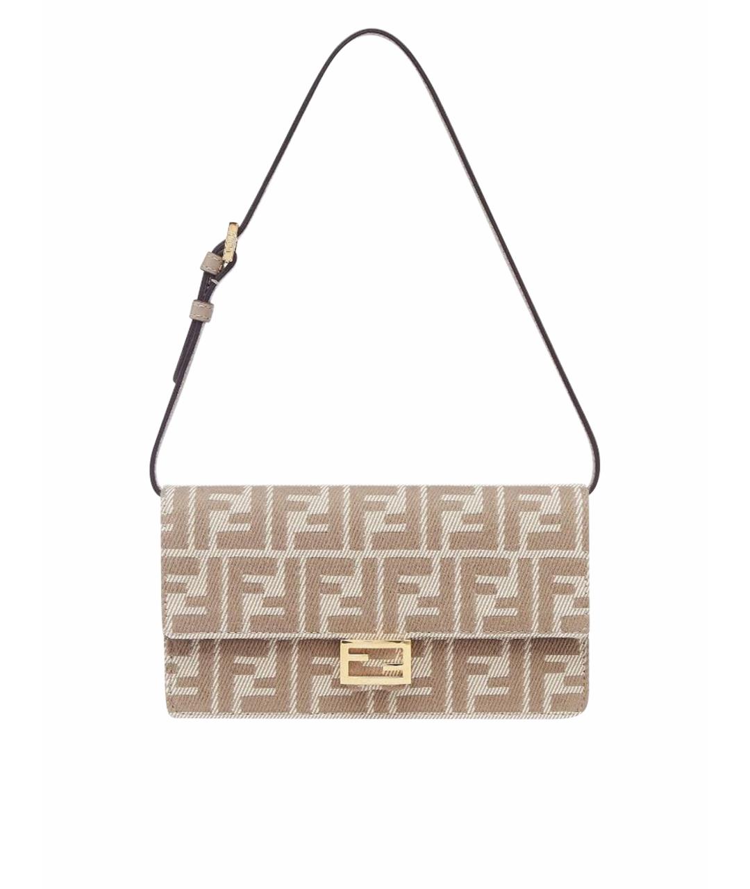 FENDI Бежевая тканевая сумка через плечо, фото 1