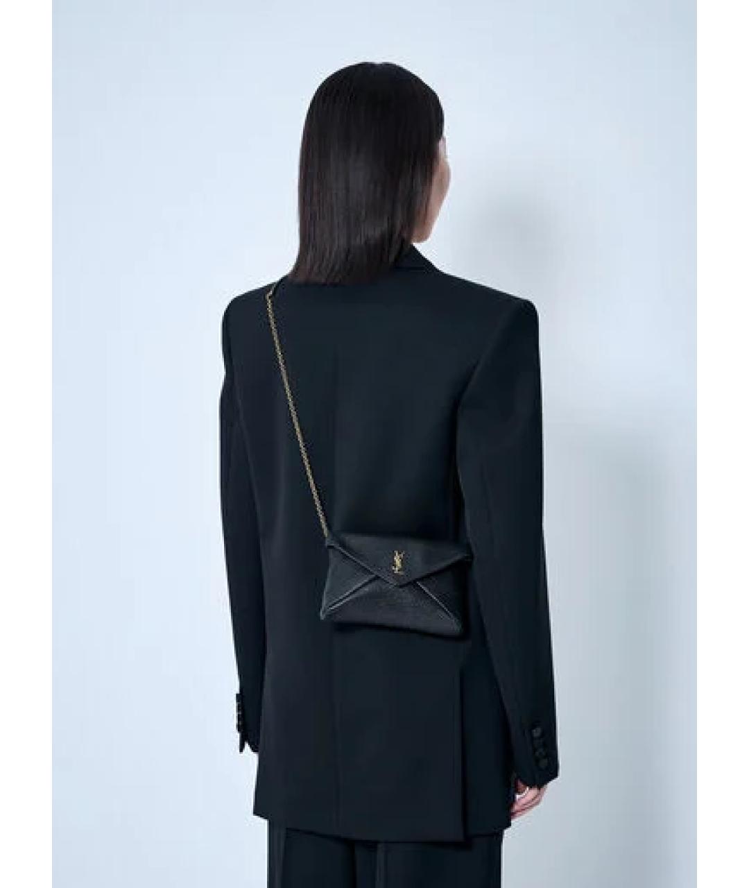 SAINT LAURENT Черная кожаная сумка через плечо, фото 3