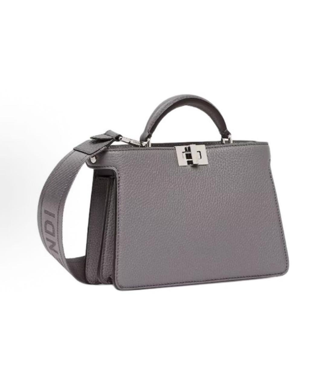 FENDI Антрацитовая кожаная сумка через плечо, фото 2