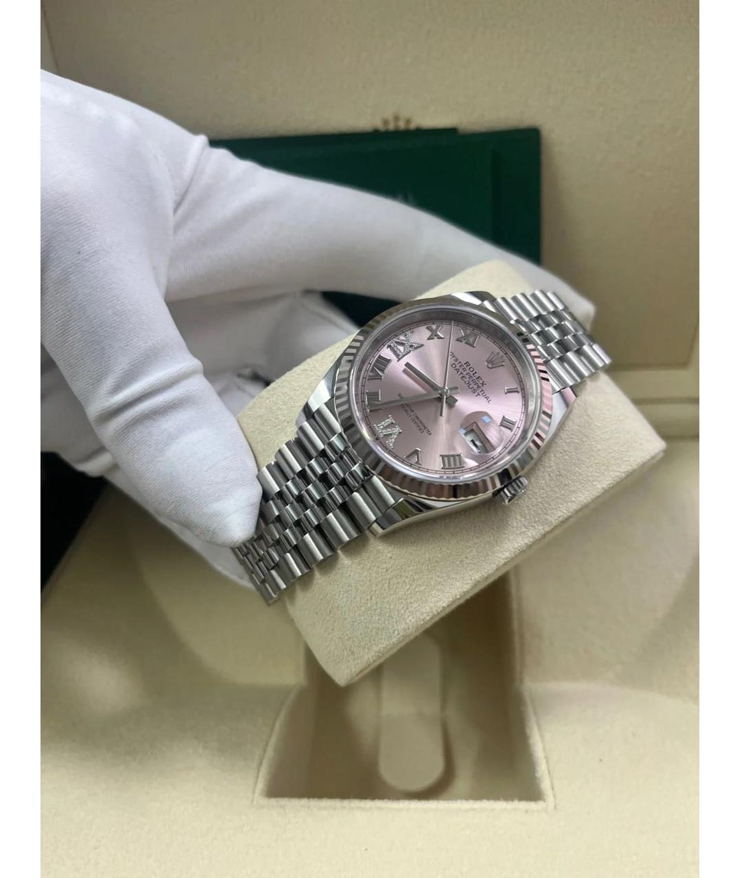 ROLEX Розовые часы из белого золота, фото 6