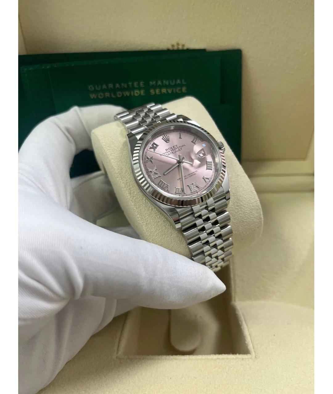 ROLEX Розовые часы из белого золота, фото 3