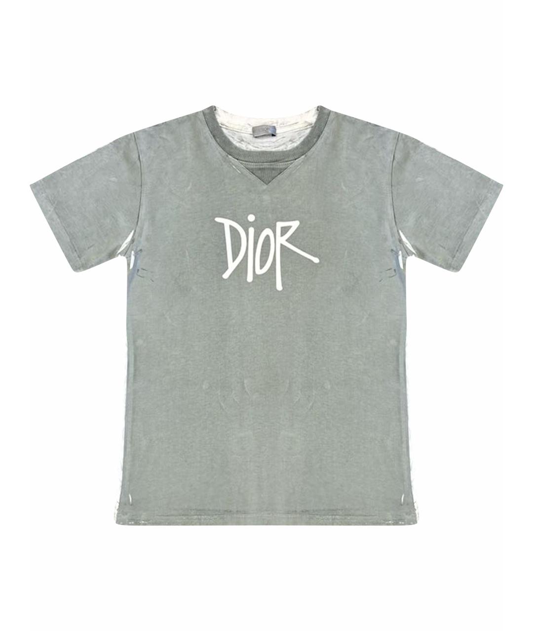 CHRISTIAN DIOR Антрацитовая хлопковая футболка, фото 1