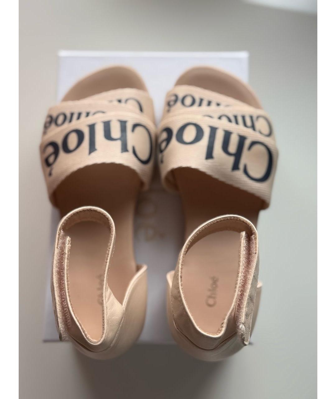 CHLOE KIDS Розовые кожаные сандалии и шлепанцы, фото 3