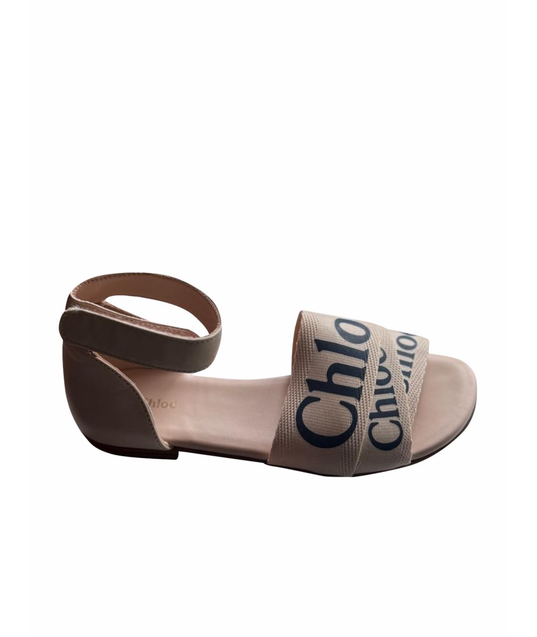 CHLOE KIDS Розовые кожаные сандалии и шлепанцы, фото 1