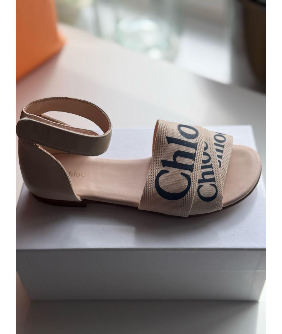 CHLOE KIDS Розовые кожаные сандалии и шлепанцы, фото 5