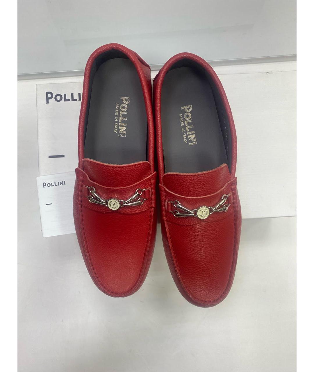 POLLINI Красные кожаные мокасины, фото 4