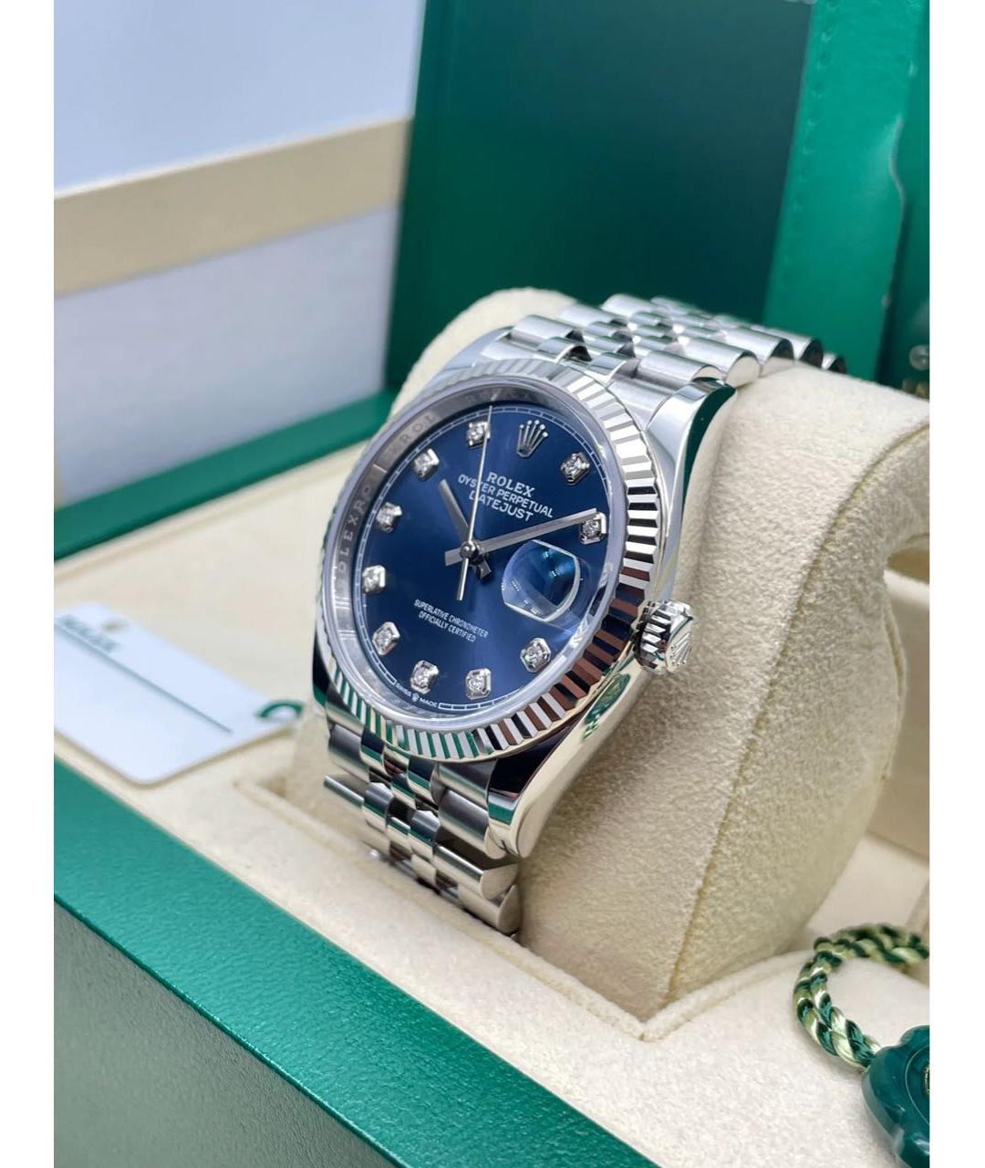ROLEX Синие часы из белого золота, фото 2