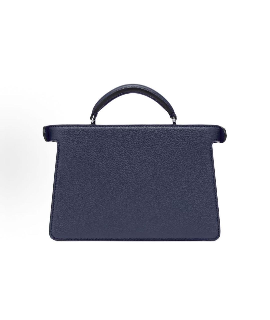 FENDI Темно-синяя кожаная сумка с короткими ручками, фото 3