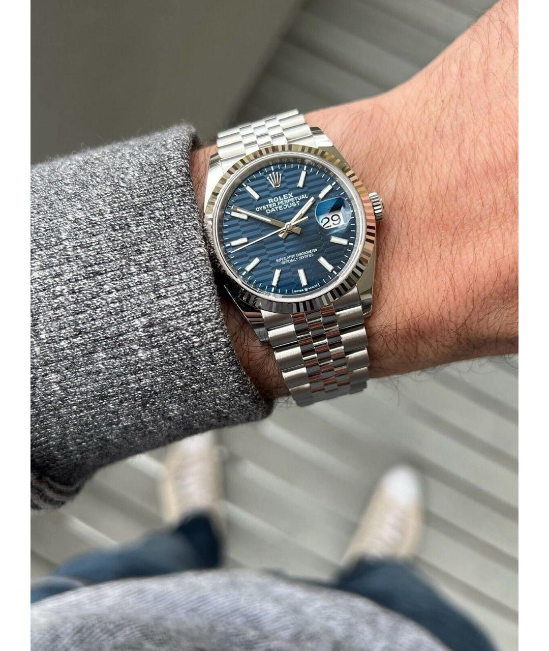 ROLEX Синие часы из белого золота, фото 2