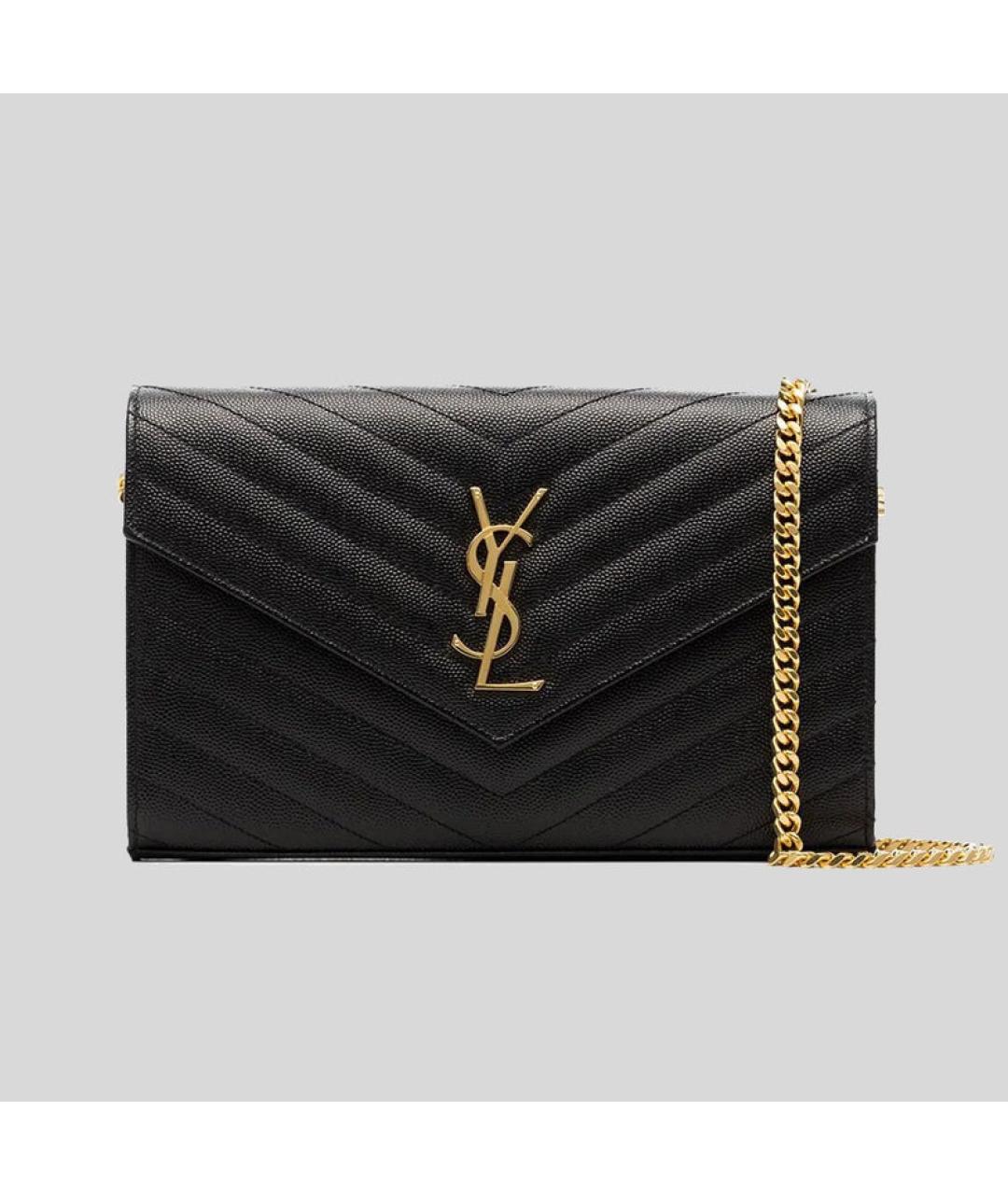 SAINT LAURENT Черная кожаная сумка через плечо, фото 5
