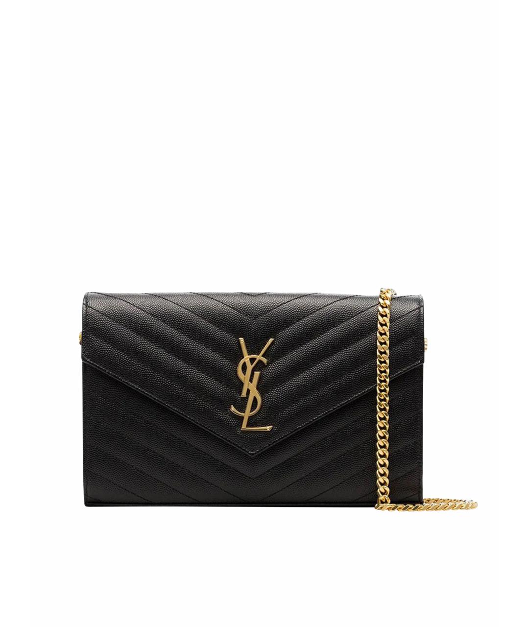 SAINT LAURENT Черная кожаная сумка через плечо, фото 1