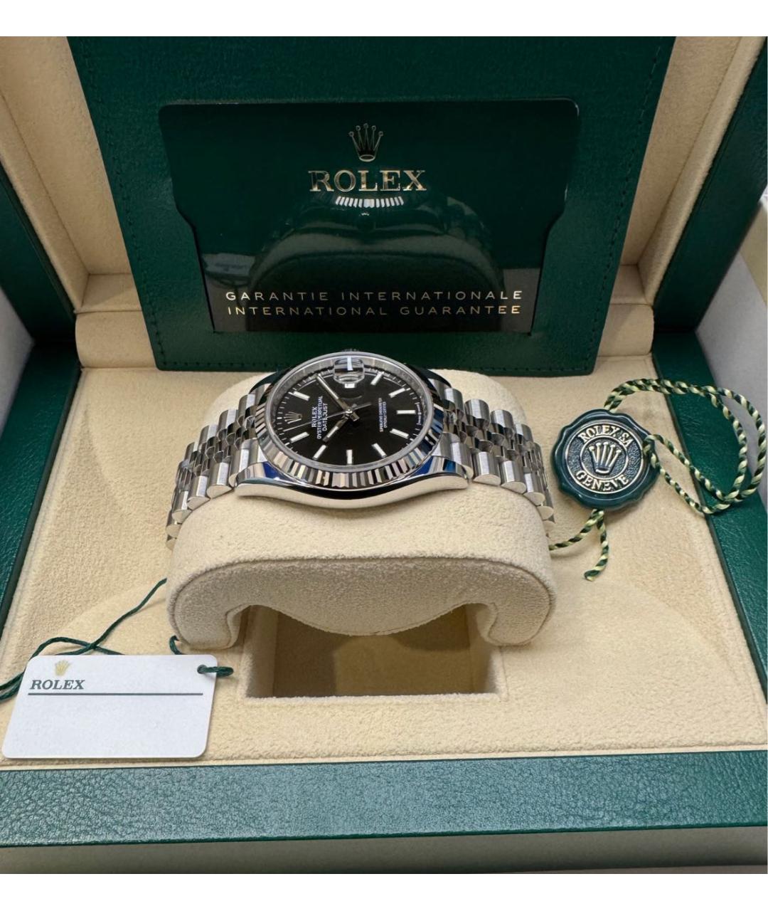 ROLEX Черные часы из белого золота, фото 4
