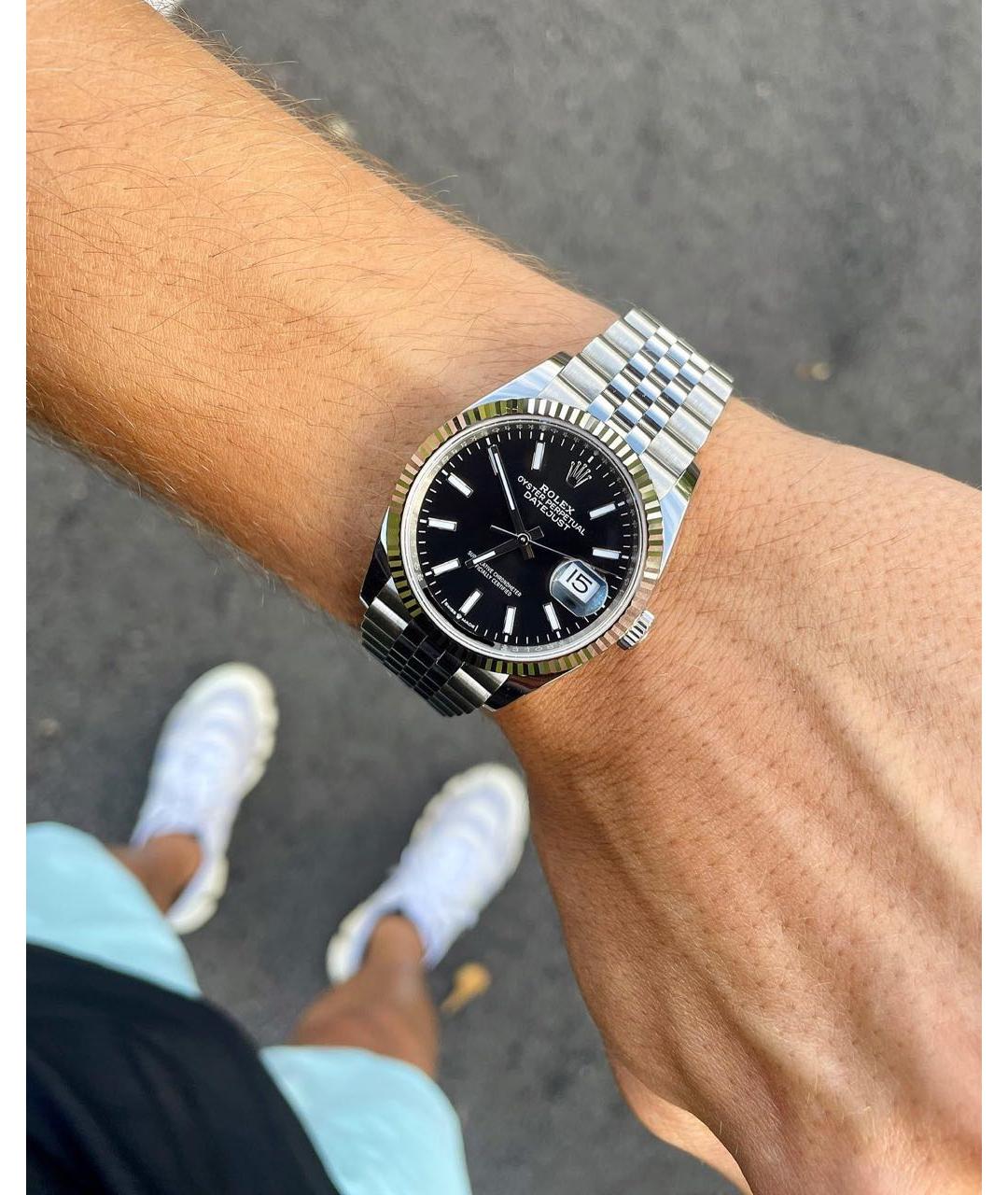 ROLEX Черные часы из белого золота, фото 6