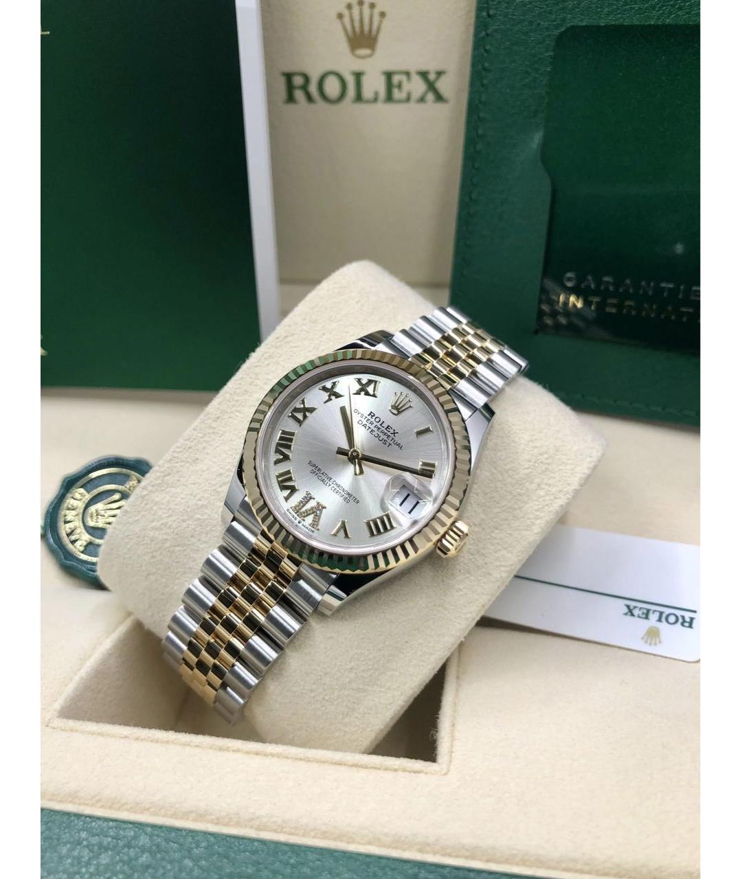 ROLEX Белые часы из желтого золота, фото 4
