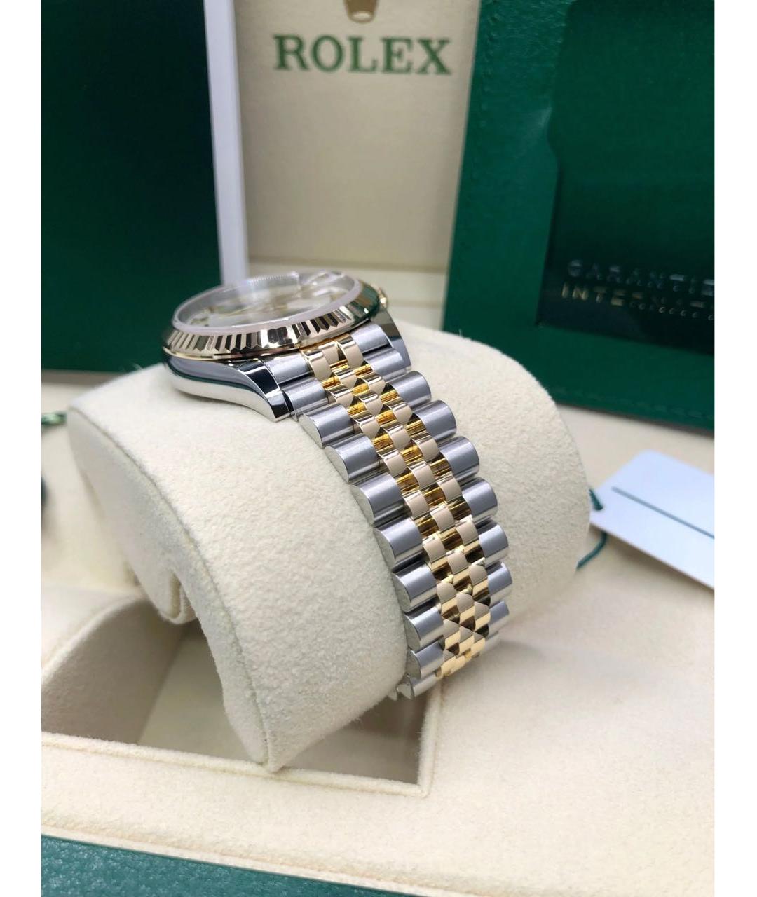 ROLEX Белые часы из желтого золота, фото 6