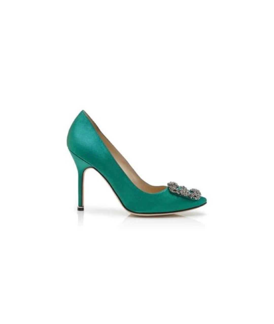 MANOLO BLAHNIK Зеленые текстильные туфли, фото 9