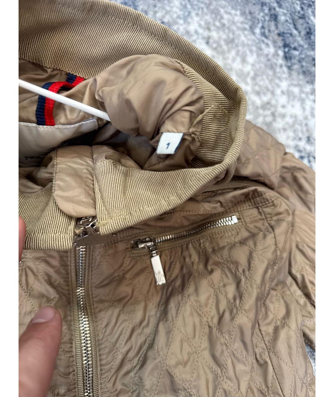 MONCLER Бежевая полиамидовая куртка, фото 8