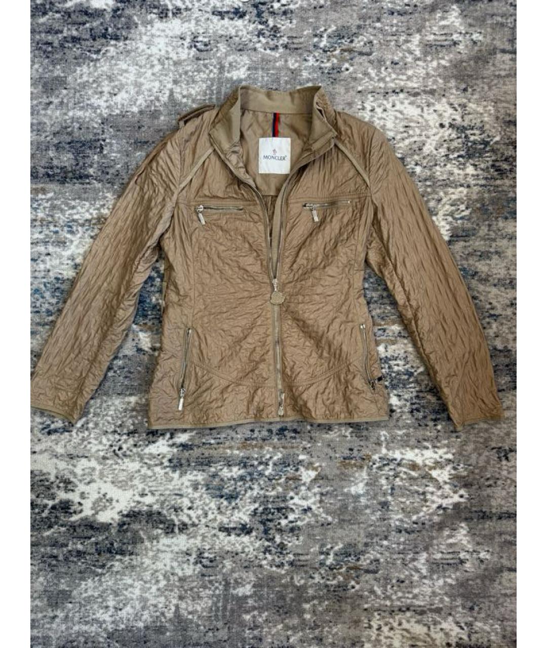 MONCLER Бежевая полиамидовая куртка, фото 9
