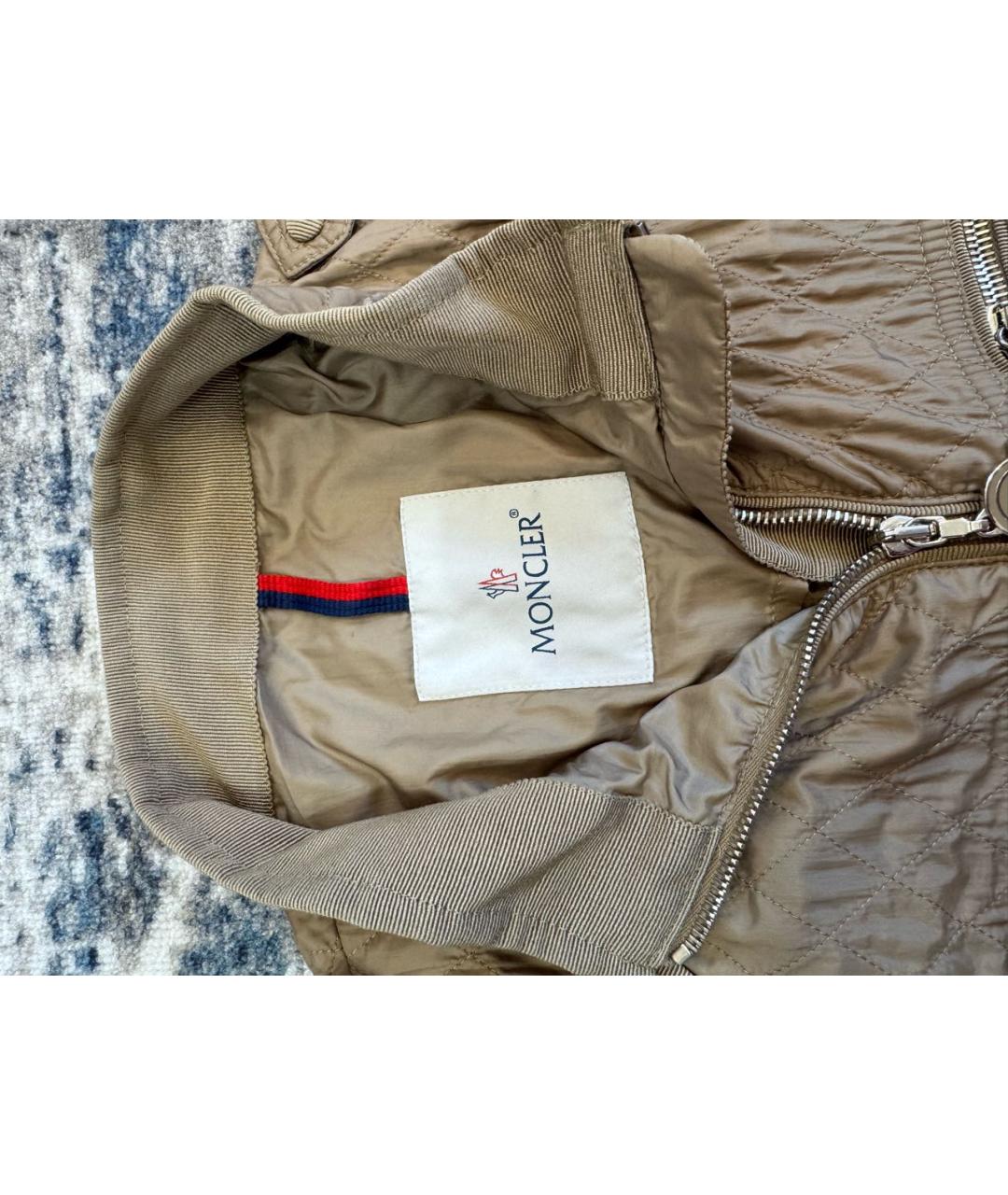 MONCLER Бежевая полиамидовая куртка, фото 4