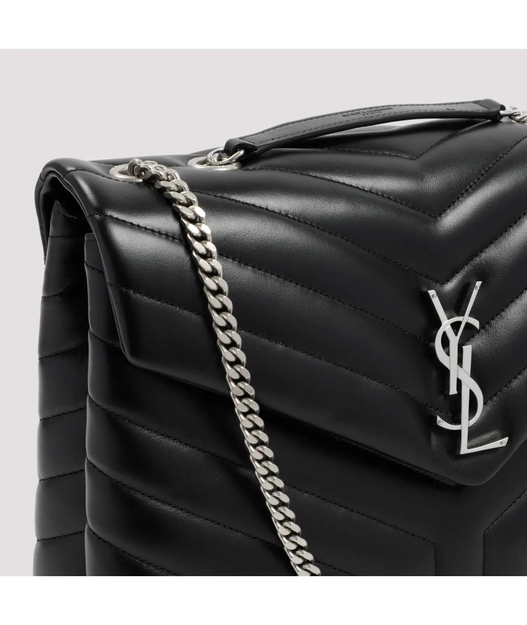 SAINT LAURENT Черная кожаная сумка тоут, фото 4