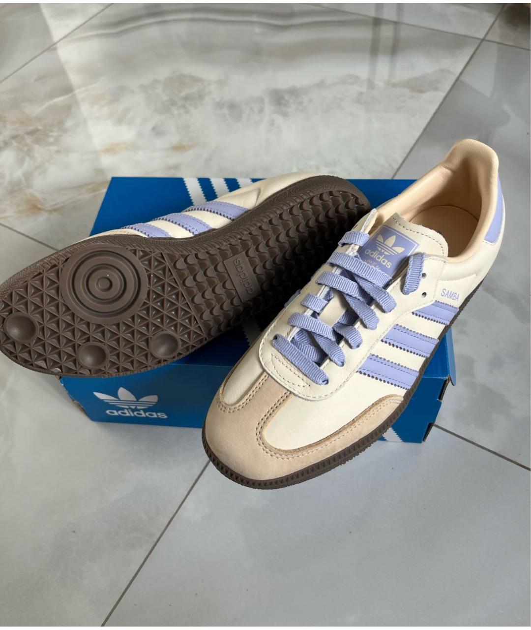 ADIDAS Бежевые кожаные кроссовки, фото 4