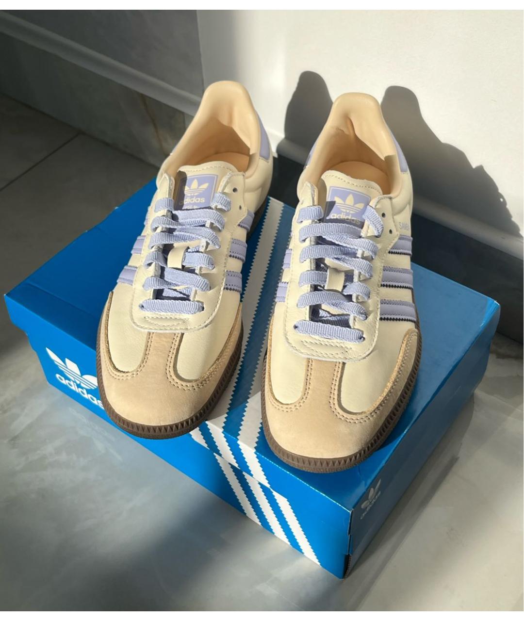 ADIDAS Бежевые кожаные кроссовки, фото 5