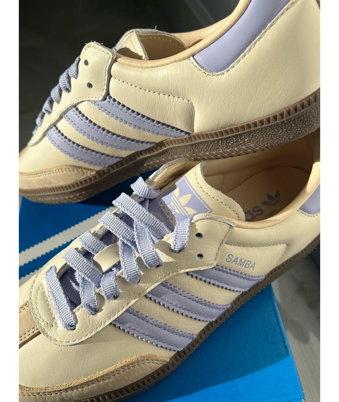 ADIDAS Бежевые кожаные кроссовки, фото 8