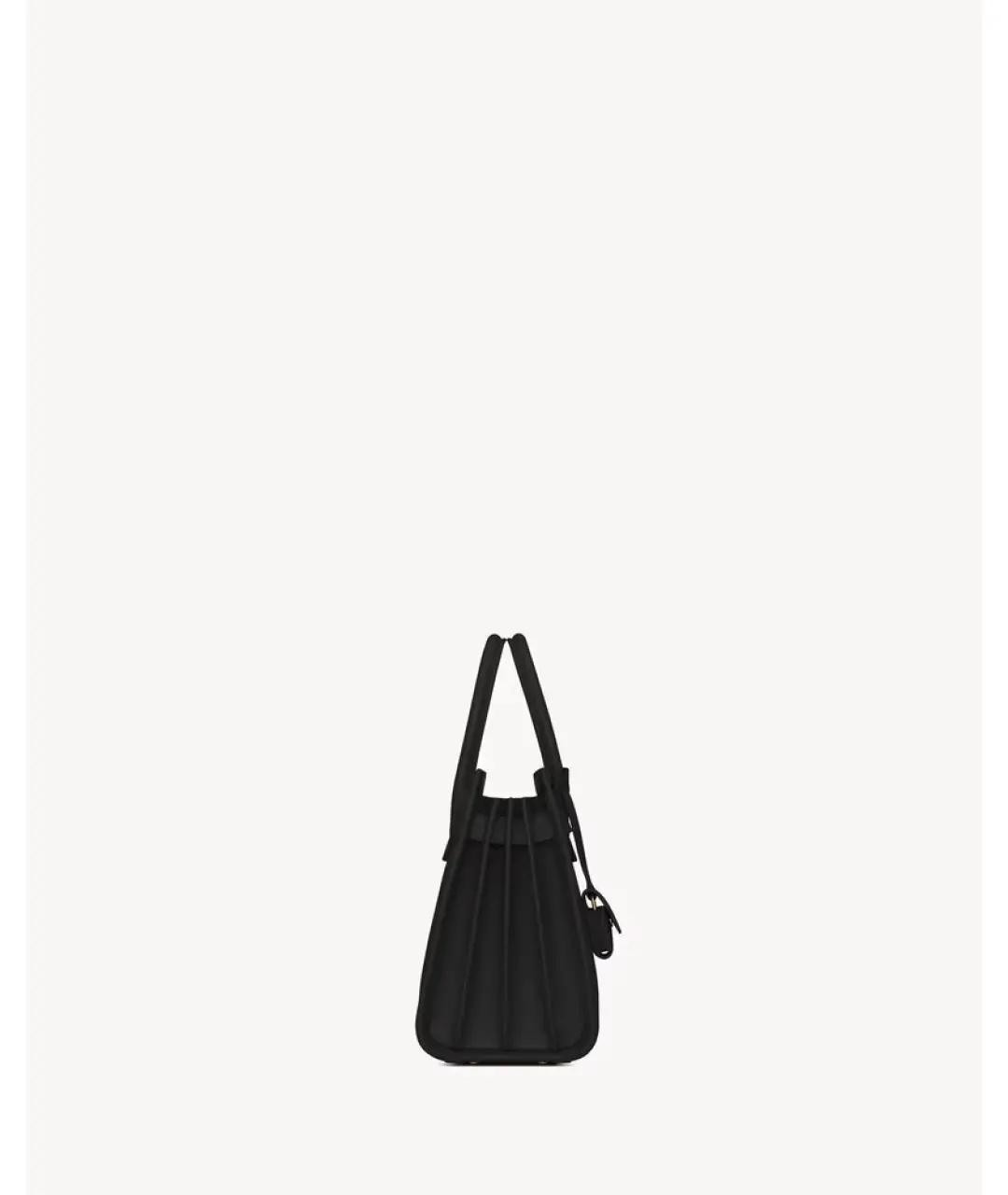 SAINT LAURENT Черная кожаная сумка с короткими ручками, фото 2