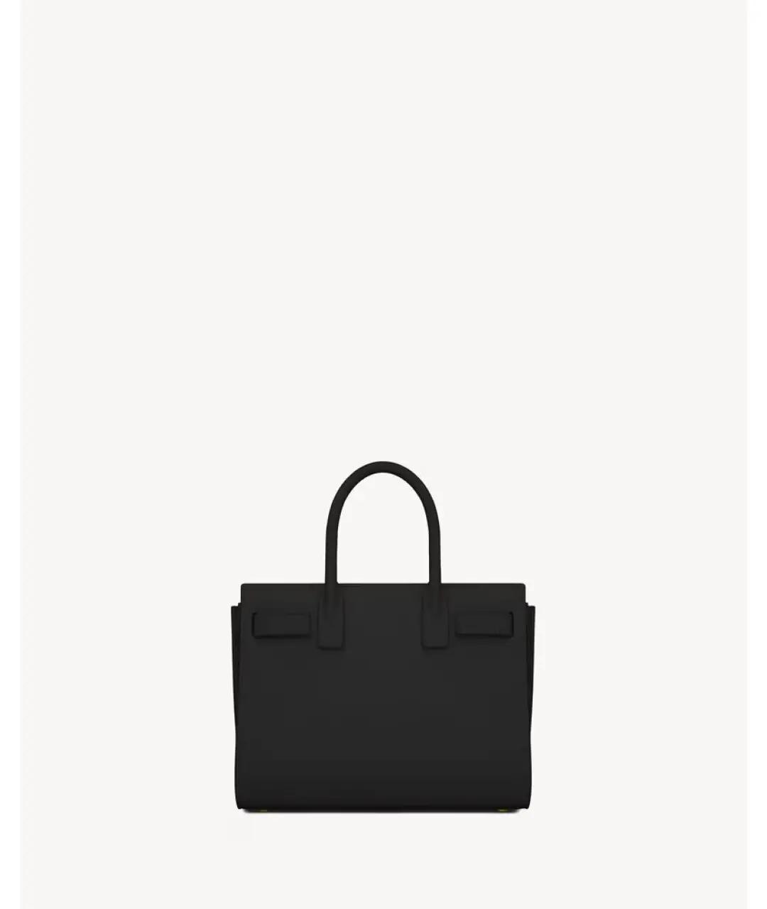 SAINT LAURENT Черная кожаная сумка с короткими ручками, фото 3