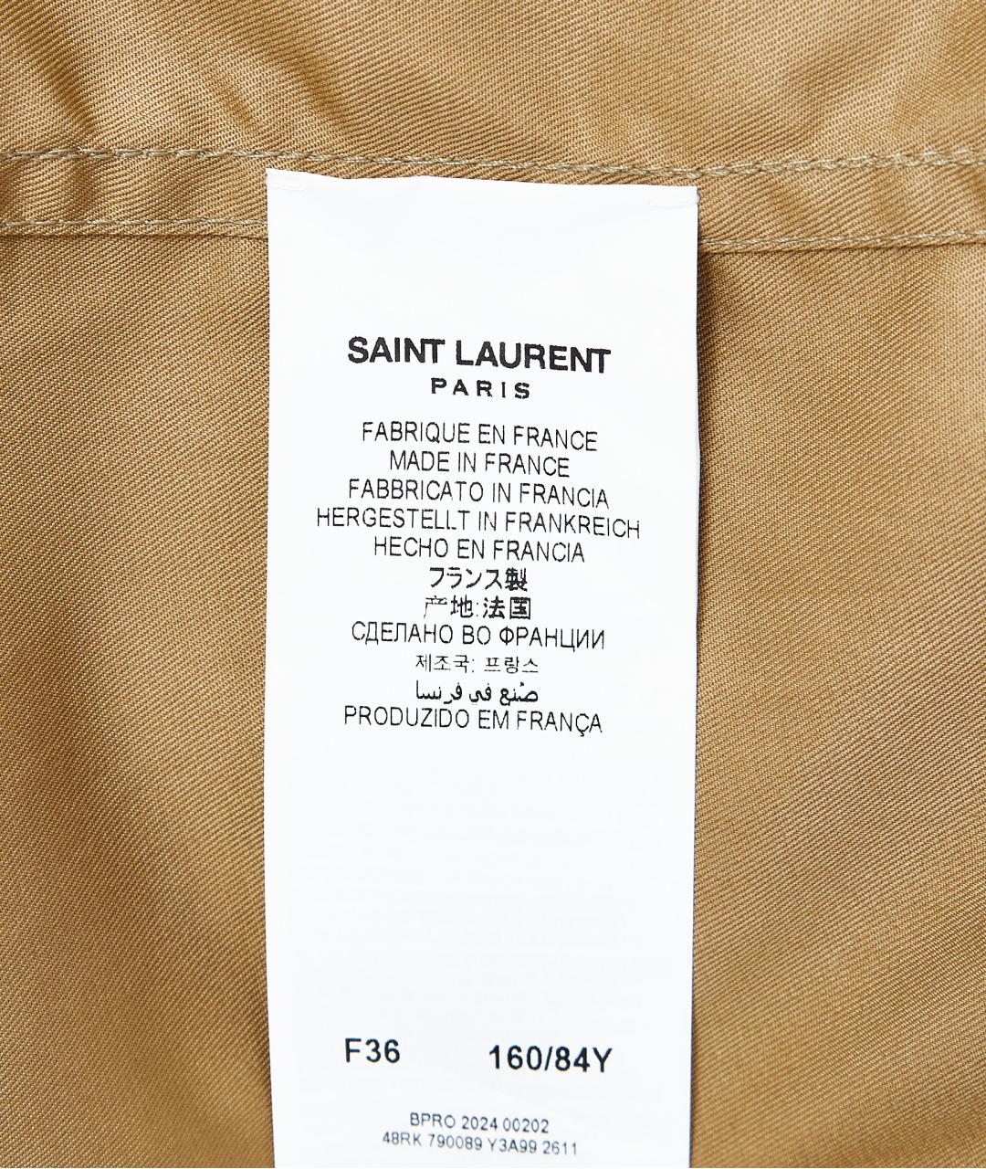SAINT LAURENT Бежевое хлопковое повседневное платье, фото 4