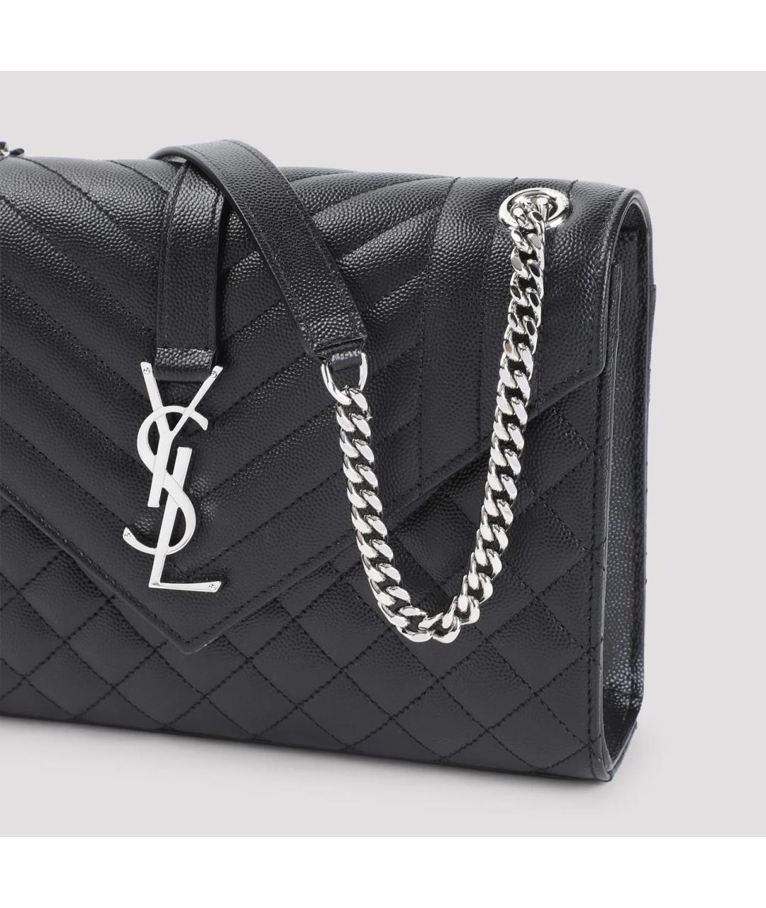SAINT LAURENT Черная кожаная сумка через плечо, фото 3