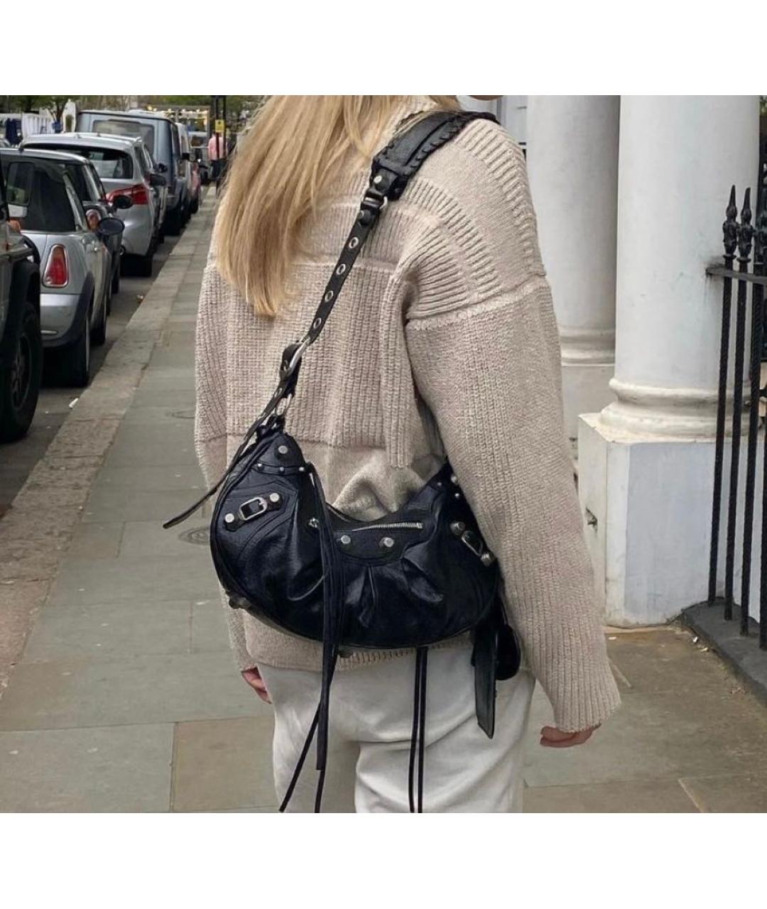 BALENCIAGA Черная кожаная сумка через плечо, фото 8
