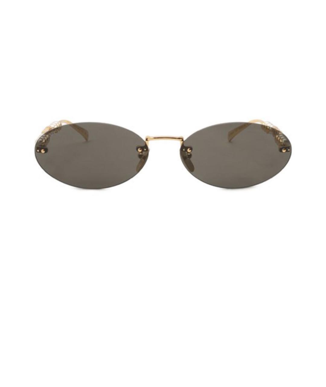 GUCCI Золотые металлические солнцезащитные очки, фото 2