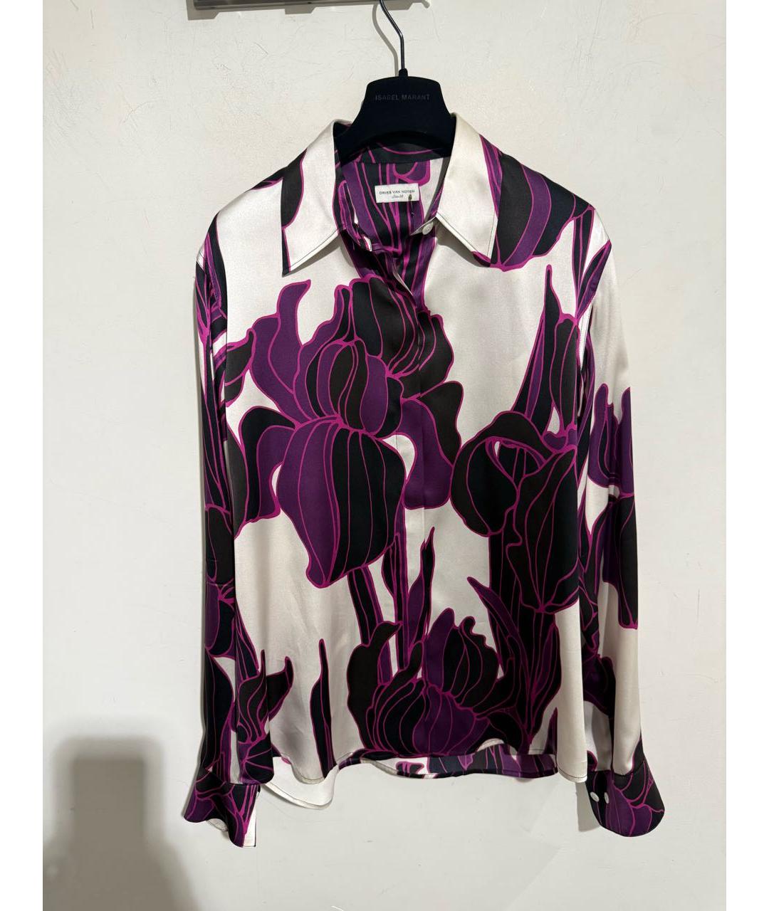 DRIES VAN NOTEN Фиолетовая шелковая рубашка, фото 6