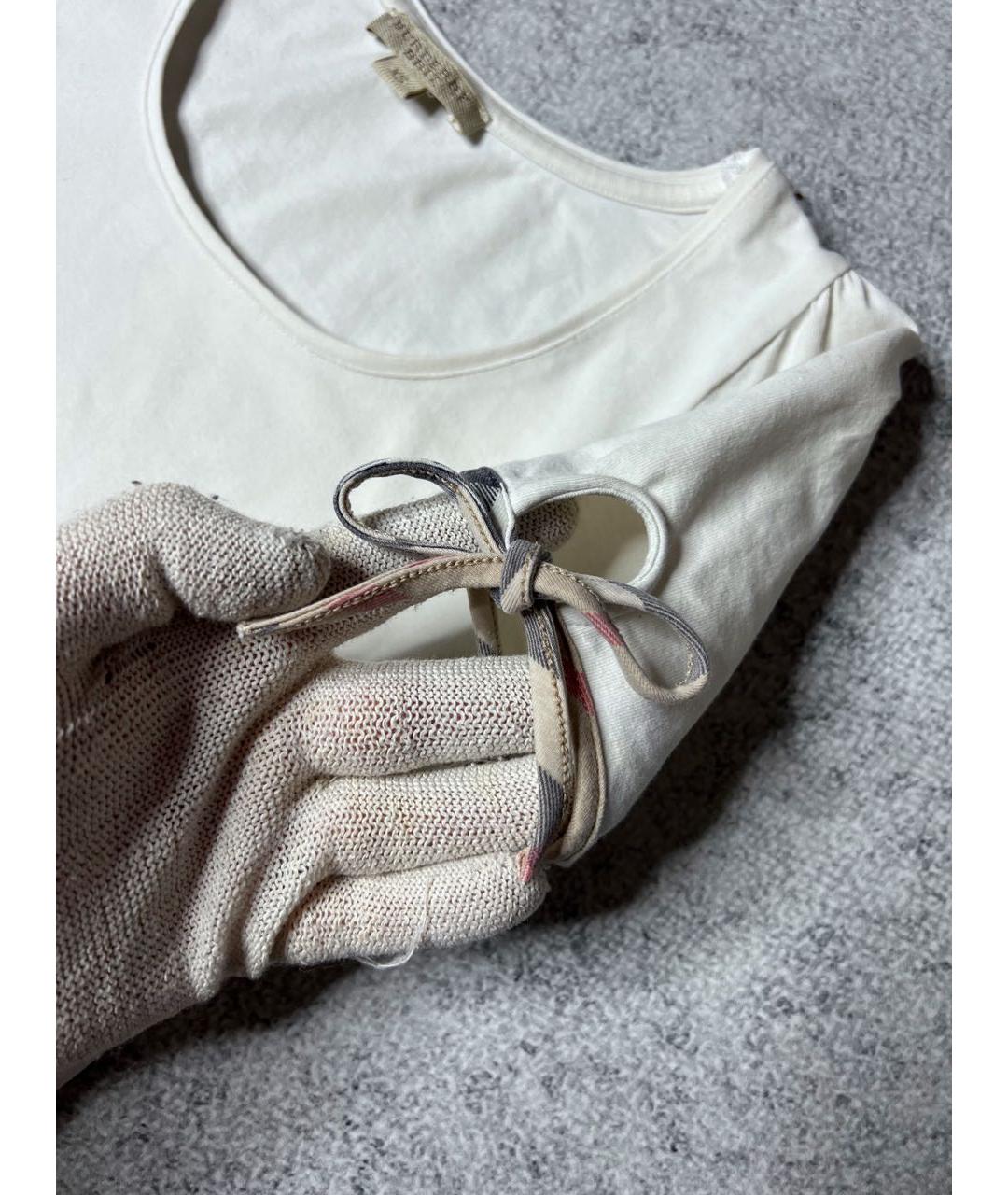 BURBERRY Белая хлопковая футболка, фото 4