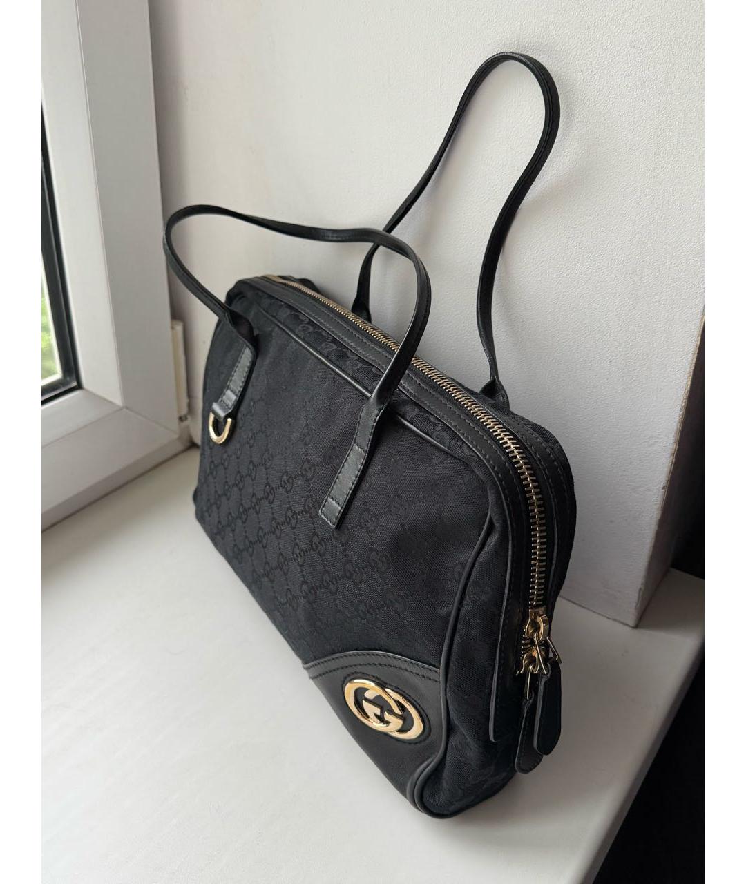 GUCCI Черная жаккардовая сумка тоут, фото 2