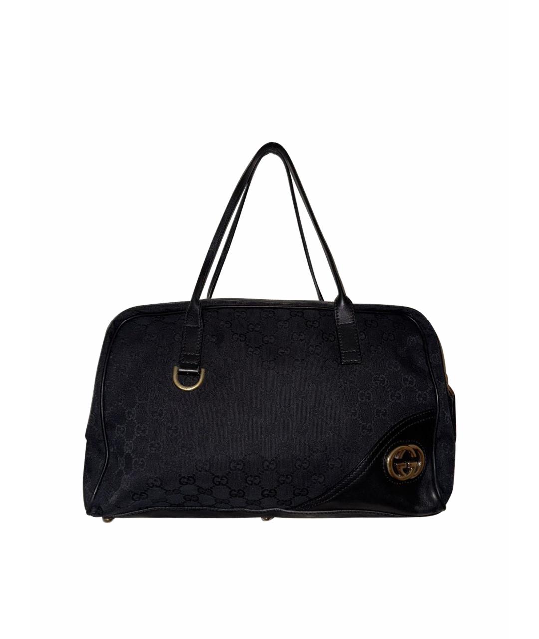 GUCCI Черная жаккардовая сумка тоут, фото 1