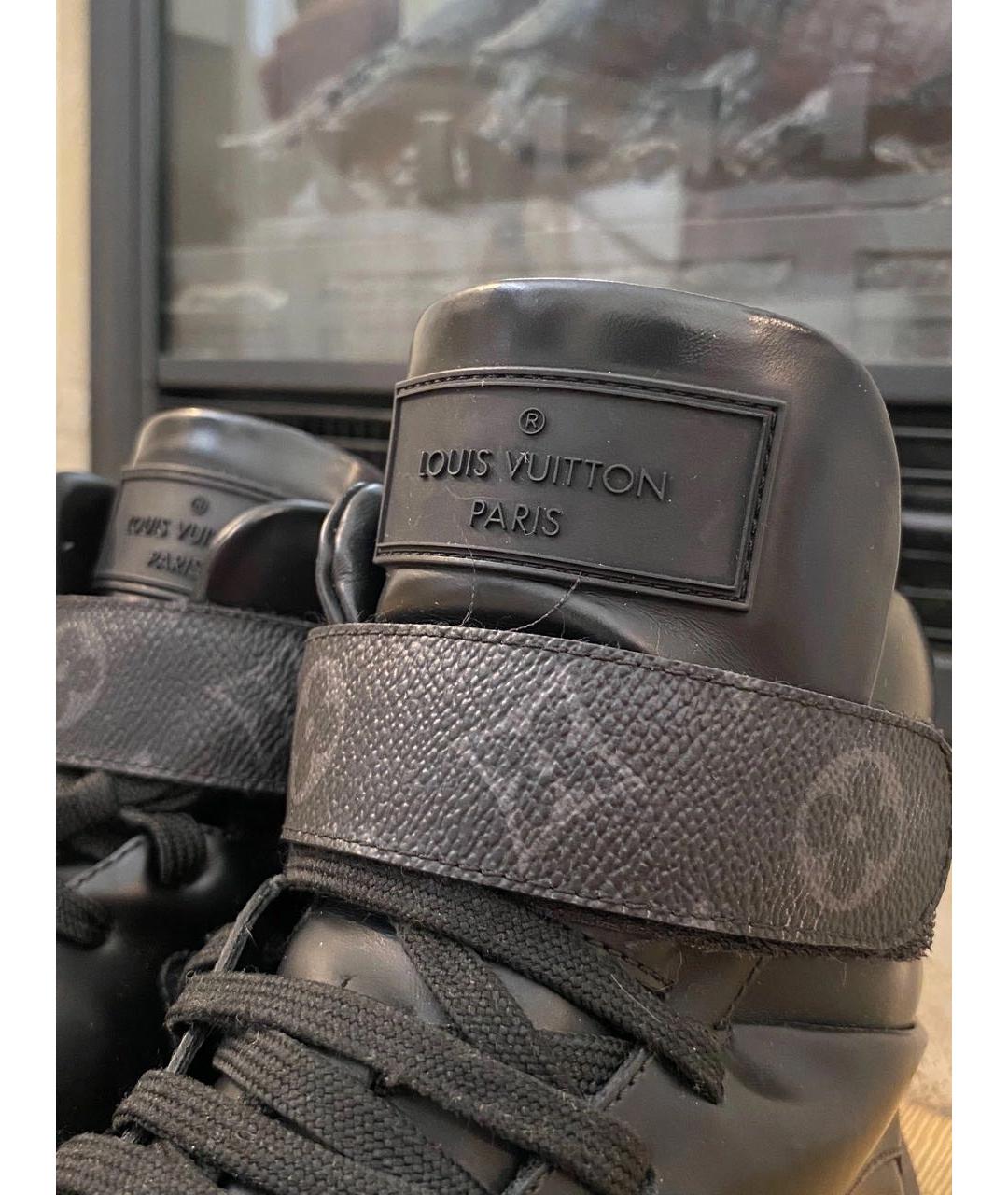 LOUIS VUITTON Черные кожаные высокие кроссовки / кеды, фото 5