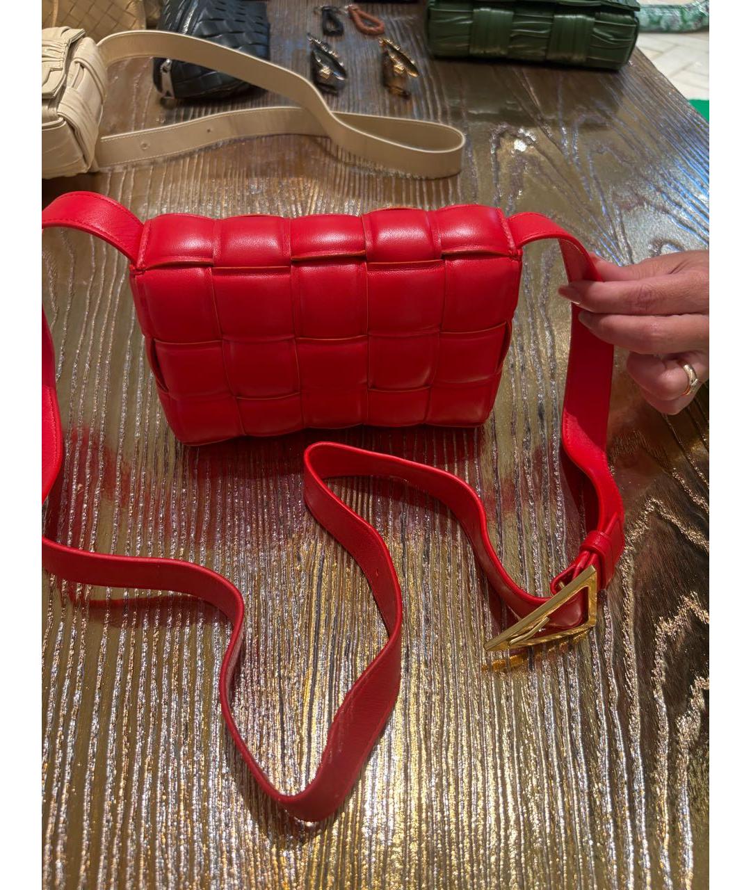 BOTTEGA VENETA Красная кожаная сумка через плечо, фото 7