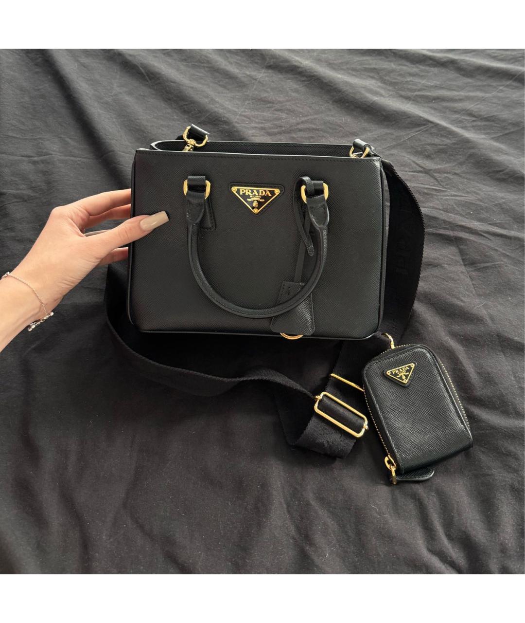 PRADA Черная кожаная сумка тоут, фото 5