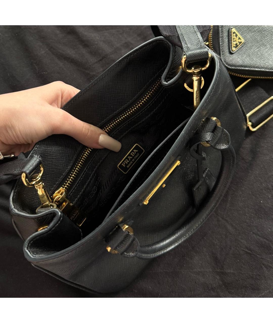 PRADA Черная кожаная сумка тоут, фото 3