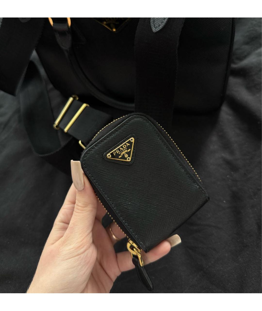PRADA Черная кожаная сумка тоут, фото 6