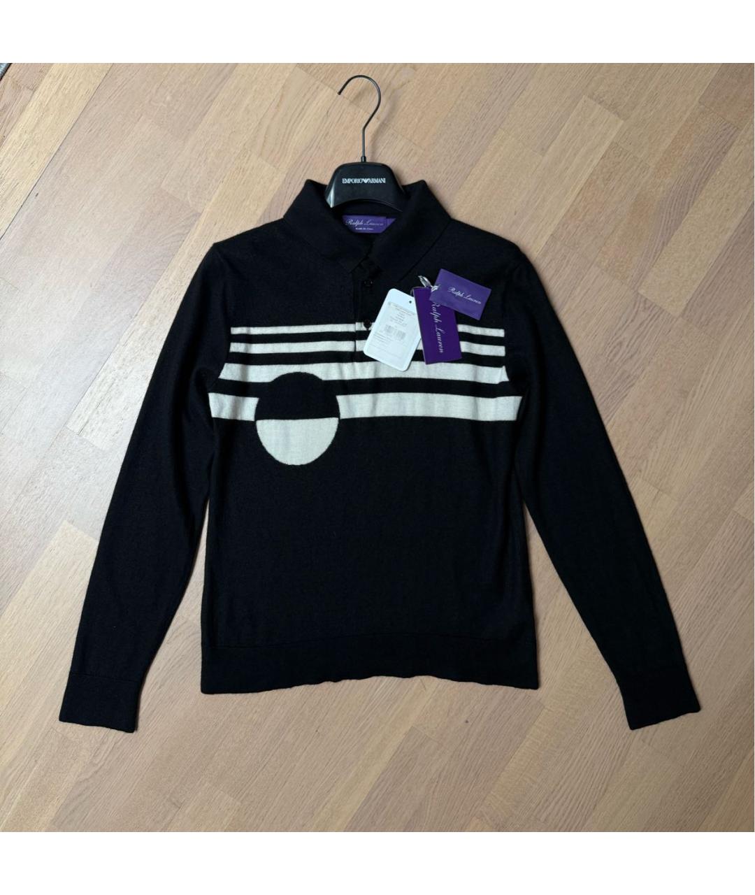 RALPH LAUREN PURPLE LABEL Черный кашемировый джемпер / свитер, фото 2