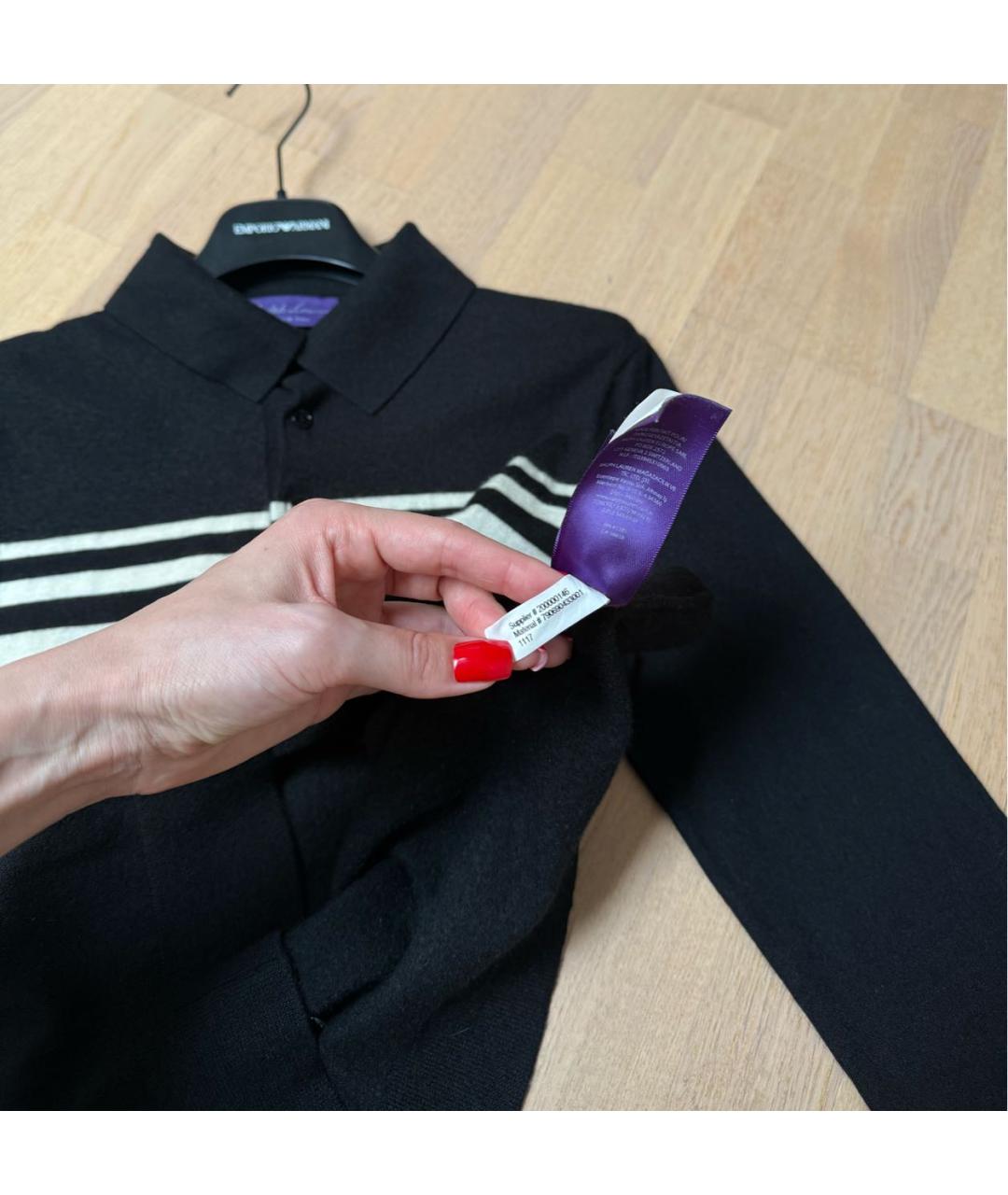 RALPH LAUREN PURPLE LABEL Черный кашемировый джемпер / свитер, фото 6