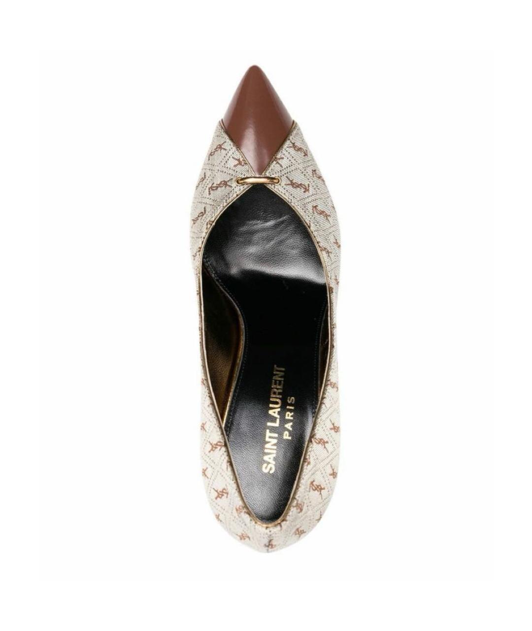 SAINT LAURENT Коричневые кожаные туфли, фото 2