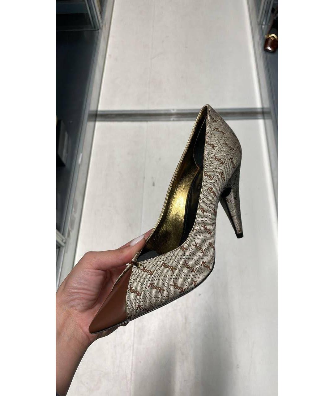 SAINT LAURENT Коричневые кожаные туфли, фото 5