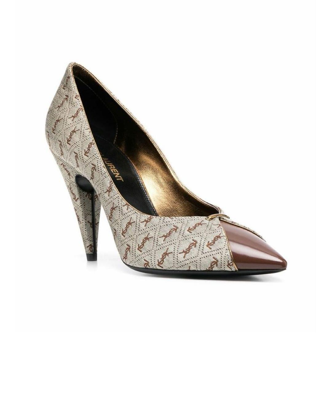 SAINT LAURENT Коричневые кожаные туфли, фото 3