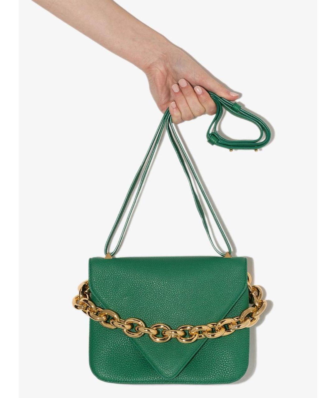 BOTTEGA VENETA Зеленая кожаная сумка с короткими ручками, фото 2