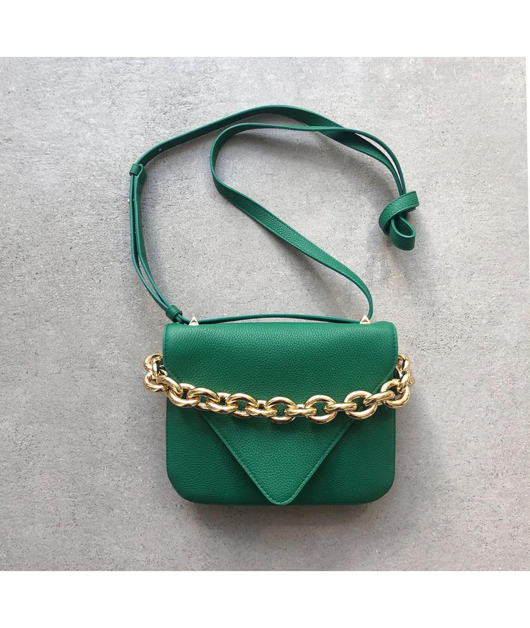 BOTTEGA VENETA Зеленая кожаная сумка с короткими ручками, фото 7